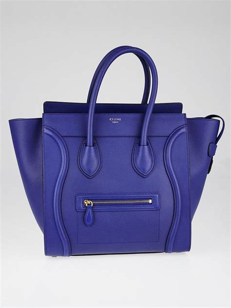 Celine Drummed Calfskin Mini Luggage Indigo 